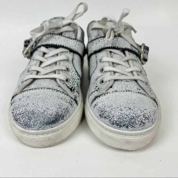 The Kooples Sport Distressed Cracked Leather Low Top Trainer Sneakers Sz 37 - Picture 4 of 10